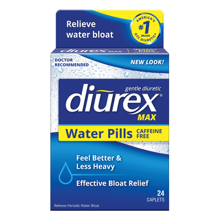 Diurex Max Caffeine Free Water Pills, 24 Caplets, 2 Pack