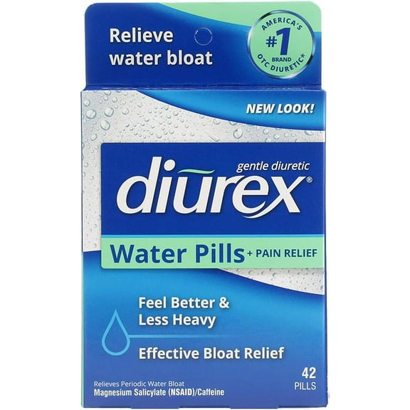 Diurex Water Pills + Pain Relief - Relieve Water Bloat, Cramps, & Fatigue - 42 Count