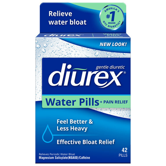 Diurex Water Pills + Pain Relief - Relieve Water Bloat, Cramps, & Fatigue - 42 Ct