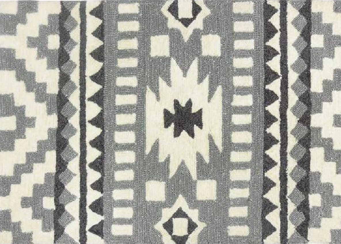 Diva At Home 22” x 34” Gray and White Southwestern Inspired Indoor/Outdoor Accent Rug - image 1 of 2