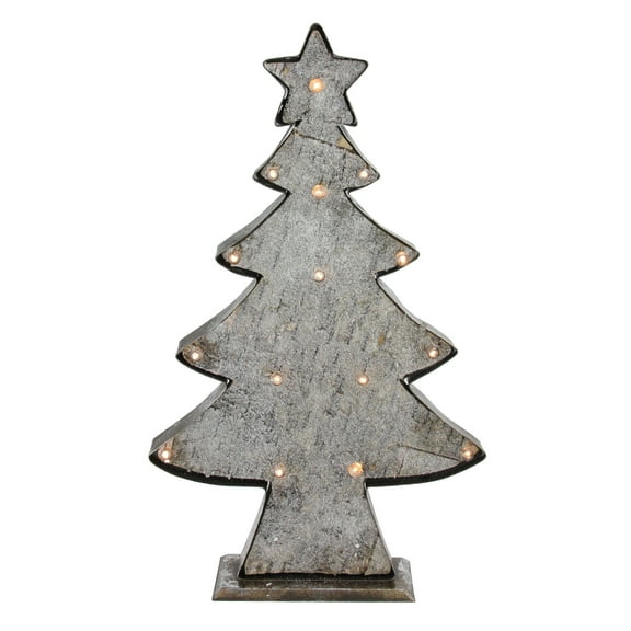 Diva At Home 26.5" Rustic Brown and Gray LED Lighted Christmas Tree Tabletop Decor