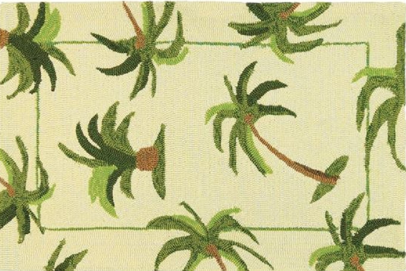 Diva At Home 26” x 60” Green and Beige Palm Tree Indoor/Outdoor Area ...