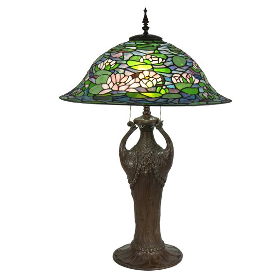 Diva At Home 35" Brown and Green Antique Styled Decorative Table Lamp