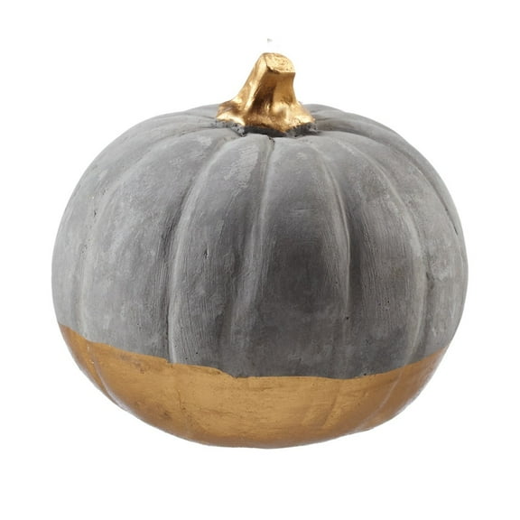 Distressed Pumpkin Decoration - 4" - Gray and Gold - Set of 6