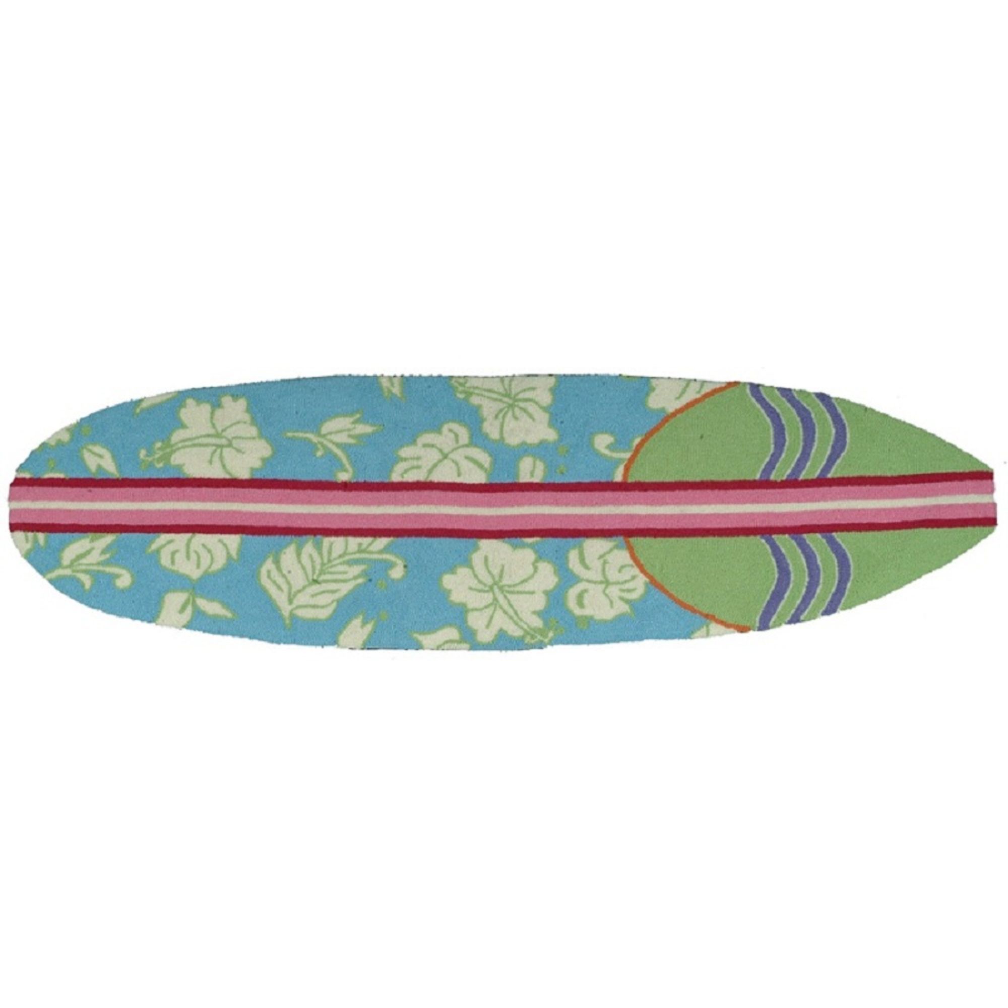 Diva At Home Indoor Area Rug, 6' Blue Hawaiian Surfboard, Hand Hooked ...