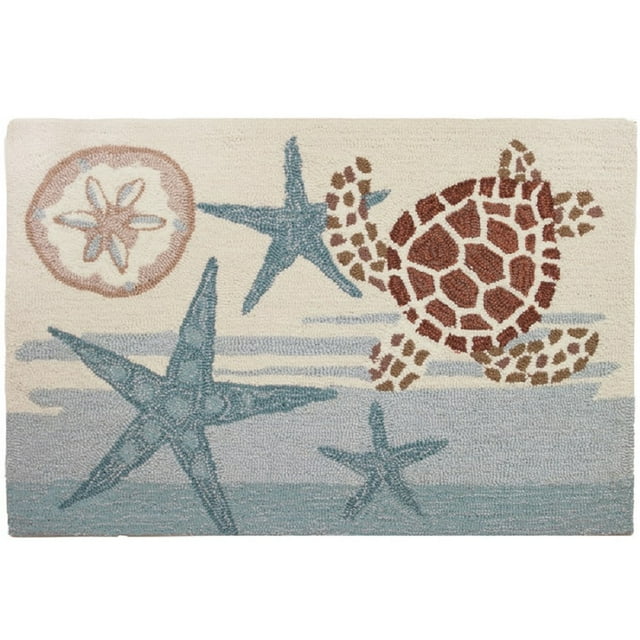 Diva At Home Pack of 3 Nautical Turtle Hand Hooked Rectangular Door