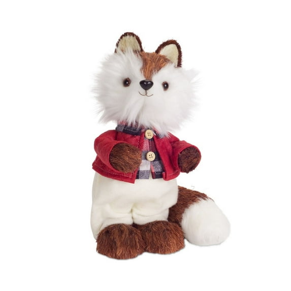 Diva At Home Plush Mr. Fox Christmas Figurine - 10.75" - Brown and White