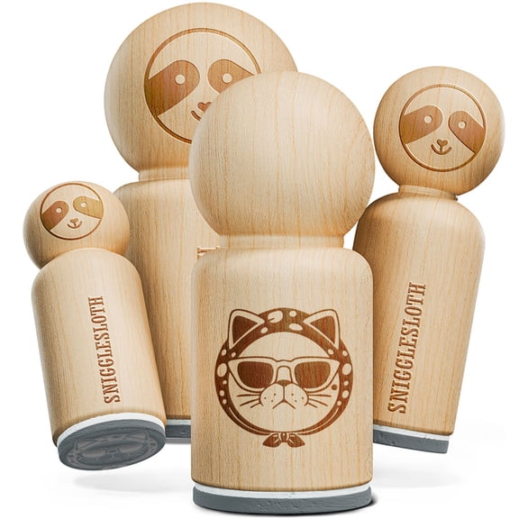 Diva Cat Sunglasses Scarf Rubber Stamp for Stamping Crafting Planners - 1 Inch Medium