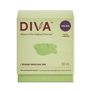 قرص Diva من DivaCup - مقاس واحد يناسب أكثر - حماية لمدة 12 ساعة - سيليكون من الدرجة الطبية - بديل الحيض الآمن - يحمل 7 حفاضات من التدفق 36 مل