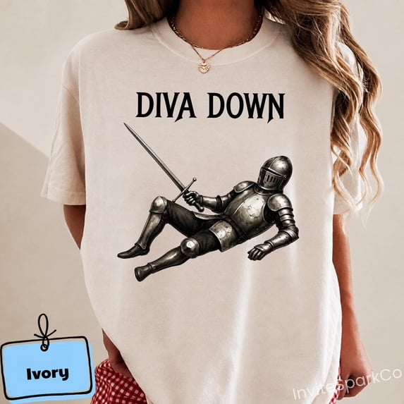 Diva Down Knight Shirt Funny Medieval Armor Graphic Tee Viral Meme T ...