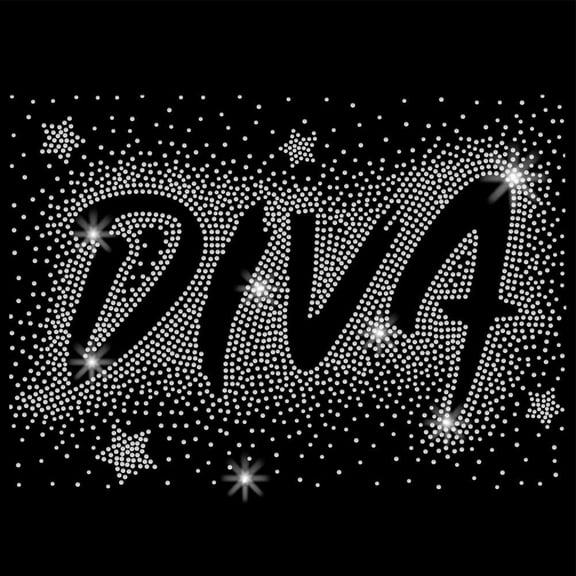 Diva Iron on Rhinestones Stars Heat Transfer Stickers Iron on Decals Bling Rhinestone Patches for Woman T-Shirt Clothing Tote Bag Jackets DIY Art Craft Gifts Colorful