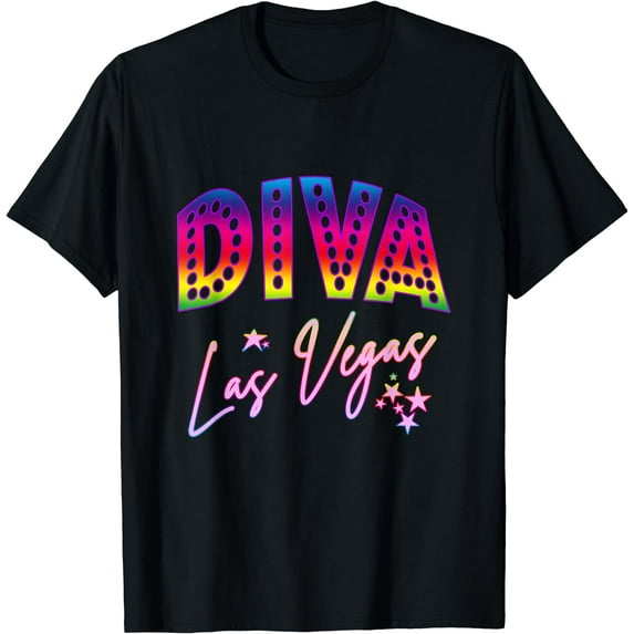 Diva Las Vegas for Party Girls and Women - Diva Party T-Shirt Black Large
