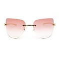 thumbnail image 1 of Diva Leopard Jewel Hinge Rimless Curved Wrap Lens Sunglasses Gold - Pink, 1 of 4