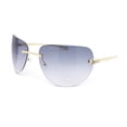thumbnail image 1 of Diva Leopard Jewel Hinge Rimless Curved Wrap Lens Sunglasses Gold - Smoke, 1 of 4