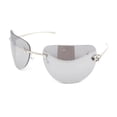 thumbnail image 1 of Diva Leopard Jewel Hinge Rimless Curved Wrap Lens Sunglasses Silver - Silver Mirror, 1 of 4