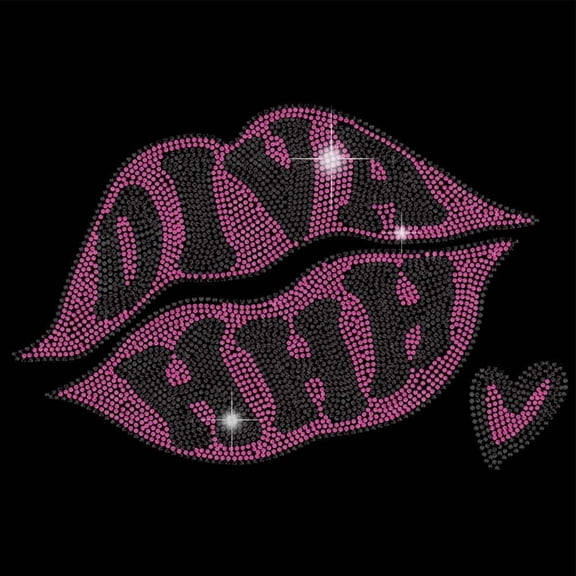 Diva Lips Iron on Rhinestones Transfer T-Shirt Heat Transfer Diva Designs Stickers Rhinestone Lips Bling Decals for DIY Making