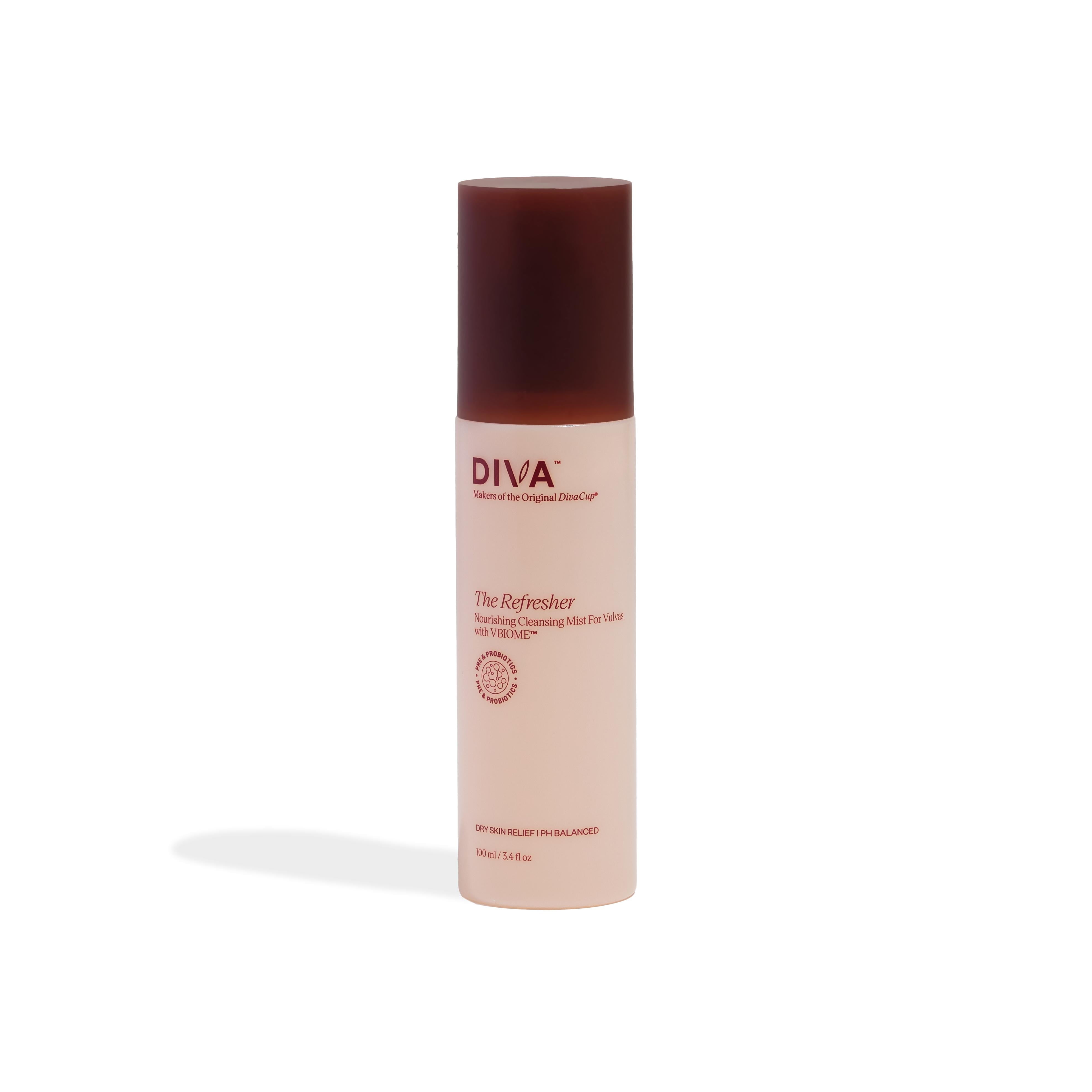 DIVA Refresher - Gentle & No-Rinse Spray Cleanser - Fragrance-Free & Plant-Based Formula - Helps Strengthen Moisture Barrier & Support Healthier Microbiome - 100 mL