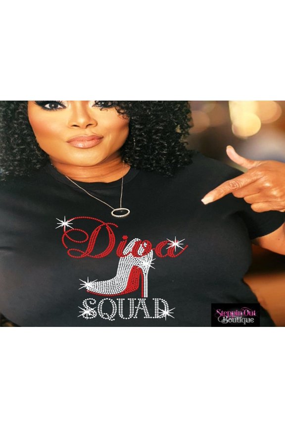 Diva Squad Rhinestone Bling Shirt Birthday Girl Shirt Womens Birthday T Shirt Birthday Squ