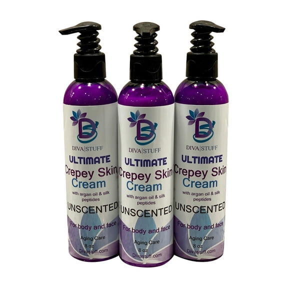 Diva Stuff - 3 Pack - Ultimate Crepey Skin Cream Body Moisturizer - 8oz, Unscented