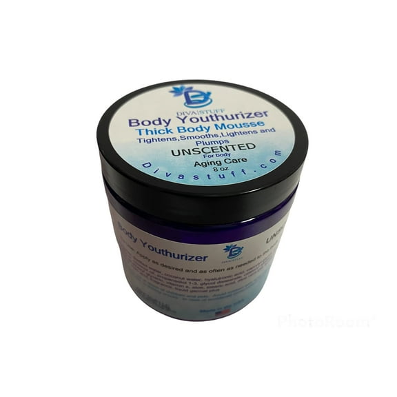Diva Stuff Body Youthurizer, Thick Body Mousse for Crepey Skin with Anti Aging, Deep Hydration , Smoothing and Plumping Properties, Unscented, 8oz Jar