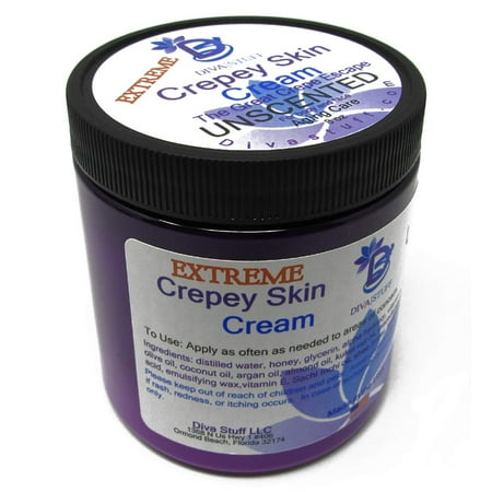 Diva Stuff Extreme Crepey Skin Body & Face Cream with Hyaluronic Acid, Alpha Hydroxy and more for Dry & Damaged Skin, 8oz - Unscented (Made in the USA)