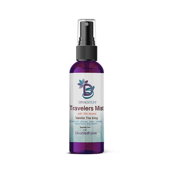 Diva Stuff Travelers Mist - Clear Skin & from Acne-Causing Funk, Cleans Pillows Aromatherapy Spray Relaxation Sleep, Made in (Lavender & Chamomile, 2 oz)