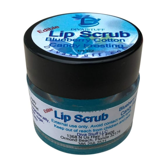 Diva Stuff Ultra Hydrating Lip Scrub for Soft Lips, Gentle Exfoliation, Moisturizer & Conditioner, Blueberry Cotton Candy Frosting – ¼ oz (Made in the USA)