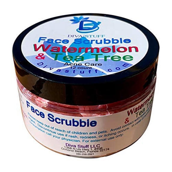 Diva Stuff Watermelon & Tea Tree Face Scrubbies, For Oily & Acne Prone Skin - Made in the USA