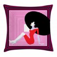 thumbnail image 1 of Diva Throw Pillow Cushion Cover, Vintage Woman Sitting Down and Laughing Theme Colorful Pop Art Style Female Portrait, Decorative Square Accent Pillow Case, 16 X 16 Inches, Multicolor, by Ambesonne, 1 of 2