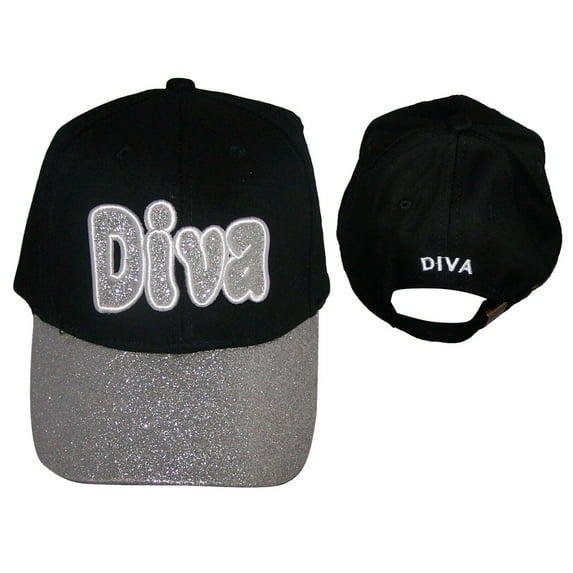 "Diva" Women Baseball Caps Hats Embroidered Silver Visor -- FREE USA Shipping-- (WomCap67)