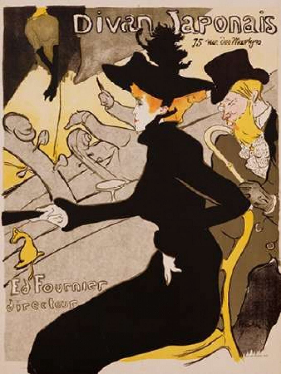 Divan Japonais Poster Canvas Art - Henri de Toulouse-Lautrec (22 x 28)
