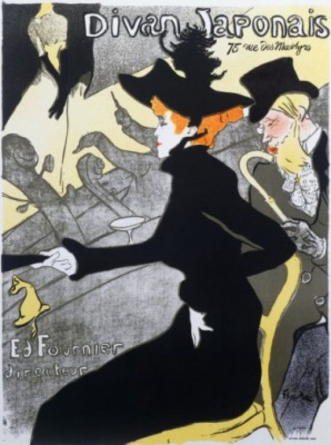 Divan Japonaise Henri de Toulouse-Lautrec Lithograph Canvas Art - Henri de Toulouse-Lautrec (18 x 24)