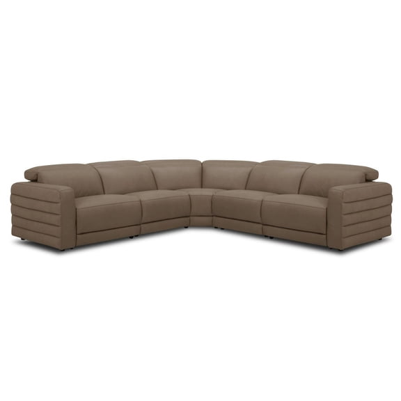 Divani Casa Bianca - Modern Brown Leather Sectional Sofa 3 Recliners