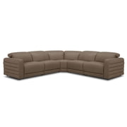 Divani Casa Bianca - Modern Brown Leather Sectional Sofa 3 Recliners