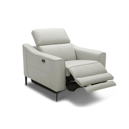 Divani Casa Eden Modern Leather Armchair w/ Electric Recliner in Gray