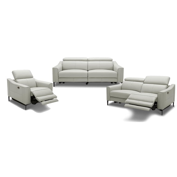 Divani Casa Eden Modern Leather Upholstered Sofa Set w/ USB Port in Gray