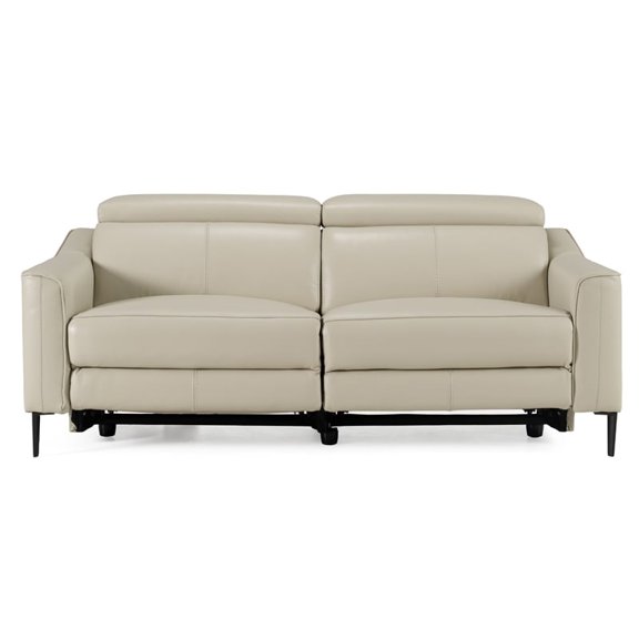 Divani Casa Eden Modern Metal and Leather Upholstered Sofa in Gray