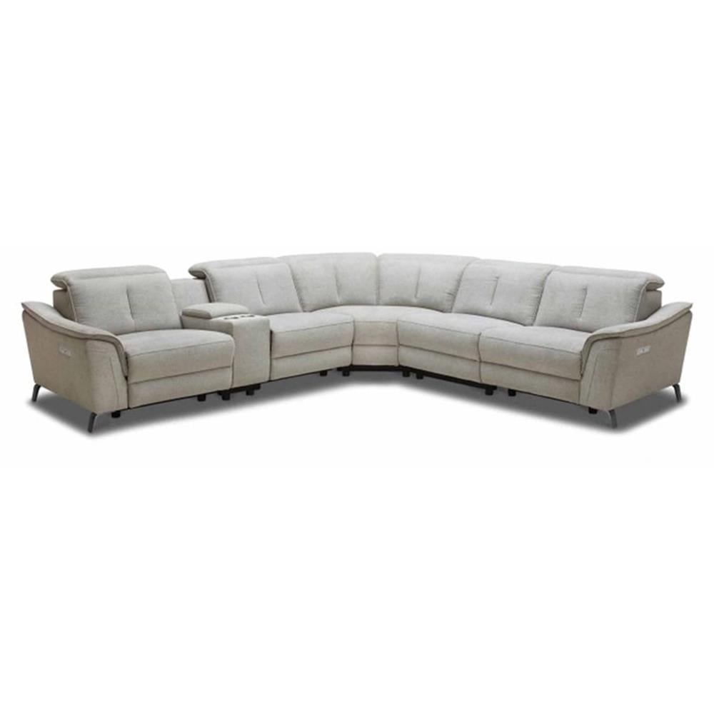 Divani Casa Lloyd Modern Fabric Sectional with Recliners & Console in ...