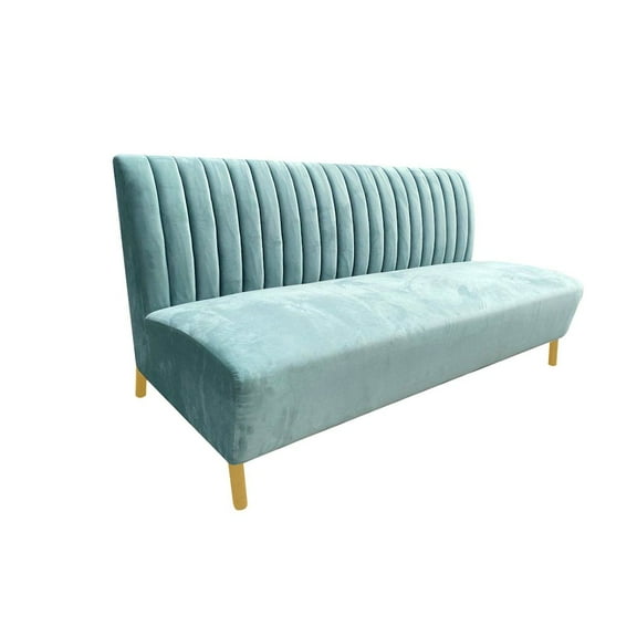 Divani Casa Mosko Modern Fabric & Stainless Steel Sofa in Light Green/Gold