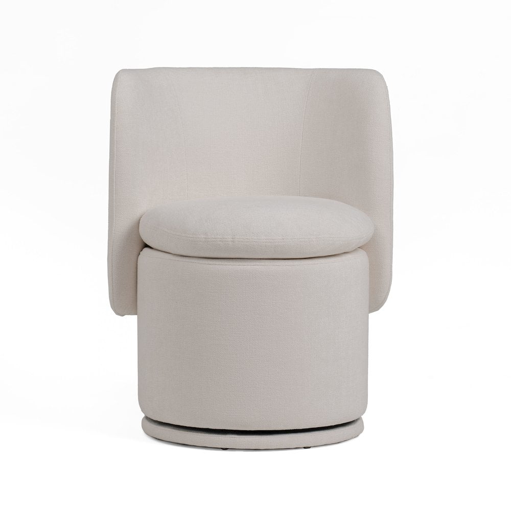 Ivory Upholstered Swivel Side Chair with Metal Legs