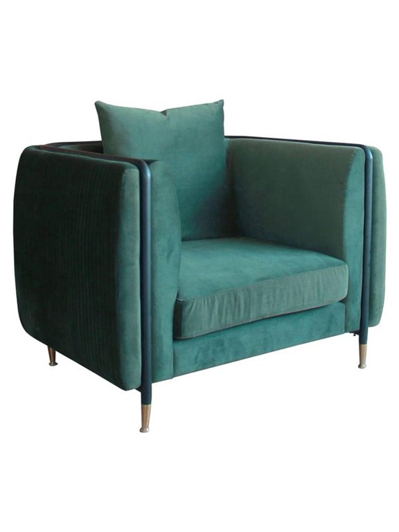 Oswego Modern Velvet & Metal Accent Chair in Dark Green Jade