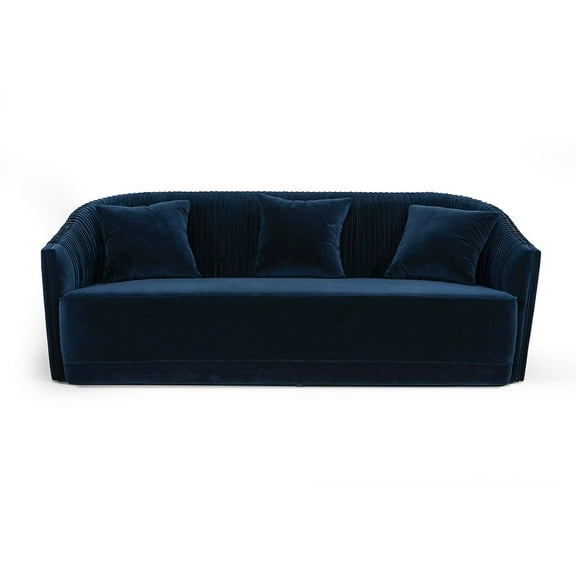 Divani Casa Palomar Modern Blue Velvet & Brass Sofa