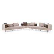Divani Casa Plume - Modern Brown Fabric Sectional Sofa