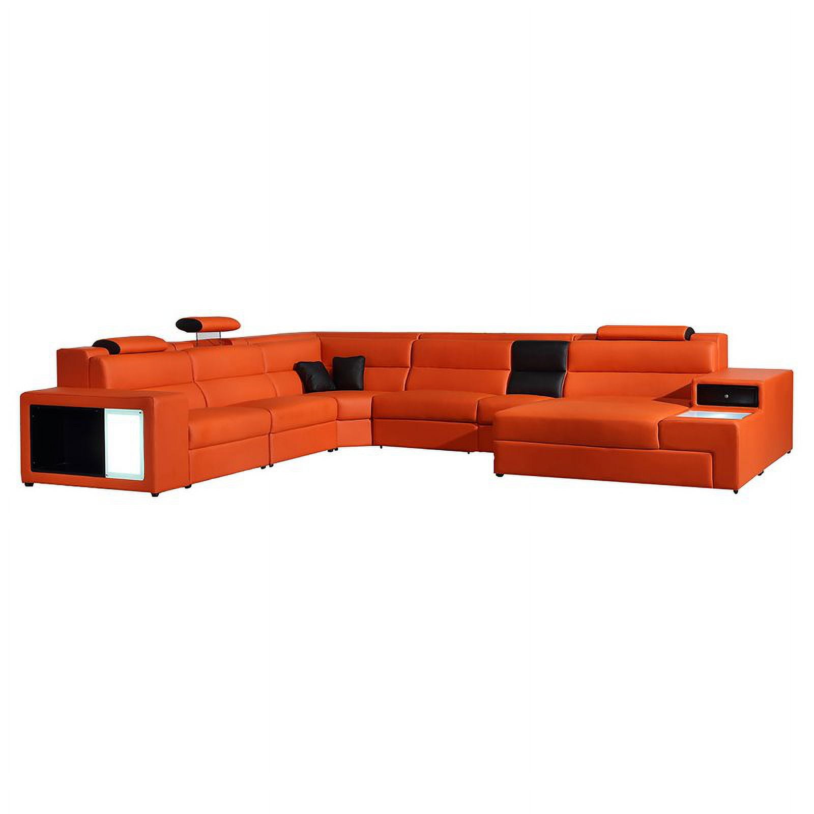Divani Casa Polaris Contemporary Bonded Leather Sectional Sofa w/ Light