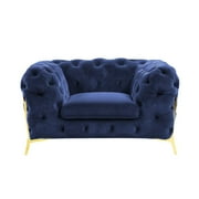 Divani Casa Quincey - Transitional Blue Velvet Chair