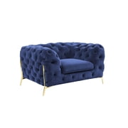 Divani Casa Quincey Transitional Velvet Upholstered Accent Chair in Blue