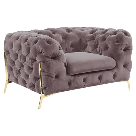 Divani Casa Sheila Transitional Fabric & Metal Accent Chair in Silver/Gold