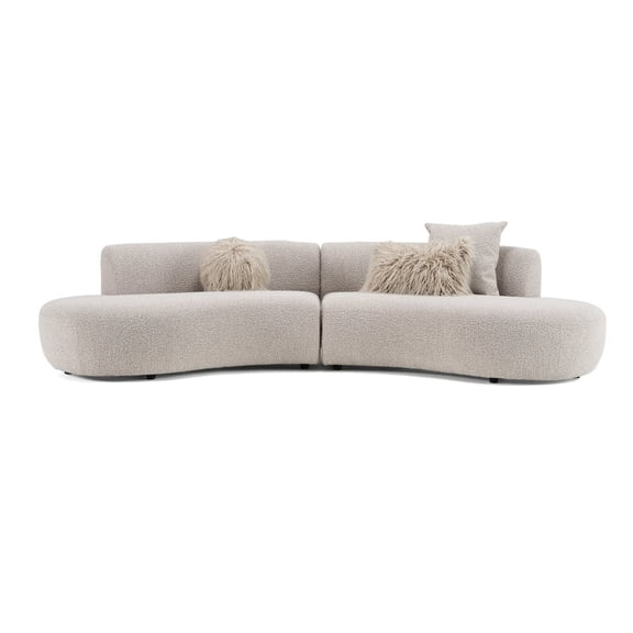 Divani Casa Weldon - Modern Grey Fabric Curved Sectional
