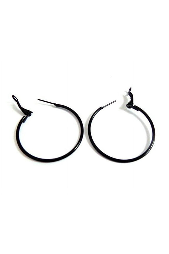 Black Hoop Earrings Alloy, 2''