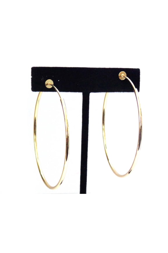 Clip on Hoop Earrings, Gold Plated, Non Pierced, 2.75 inch